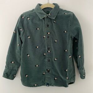 Kids Mini lanterns velvet like thick 100% cotton l/s shirt with buttons 3-4 Y